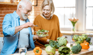 elderly people cooking