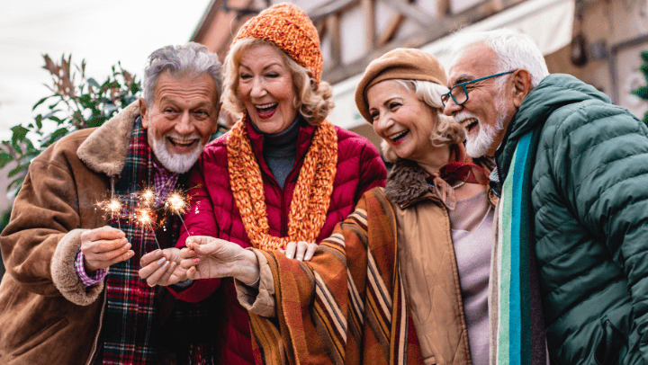 a group of seniors celebrating holidays