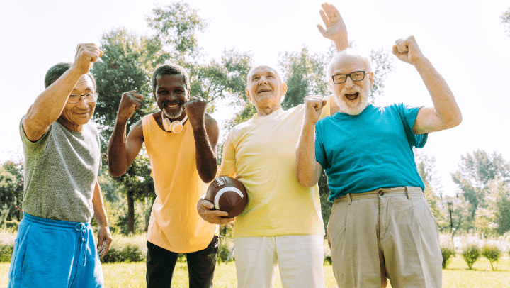 a group of seniors doing exercise
