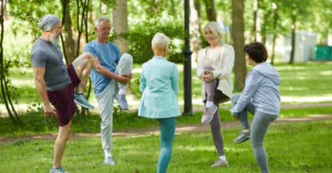 seniors happy in senior living community